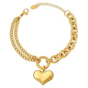 Gold Stainless Steel Gold Heart Bracelt